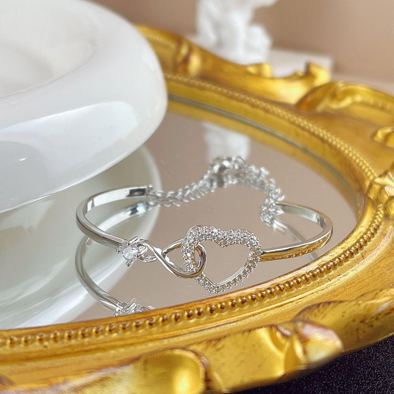 DivaGlamz To My Daughter Forever Connected Bracelet, Infinity Forever Love Heart Bracelets You Are Always In Mine From Mom Cubic Zirconia Adjustable Inspirational Gift Jewelry - Image 4